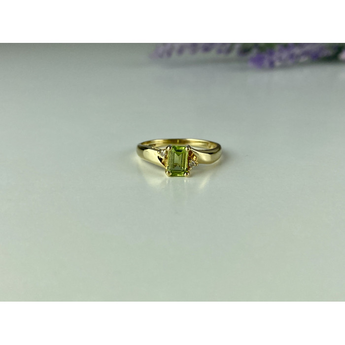 Sky Jewelry Золотое кольцо с Хризолитом и Бриллиантами    Классика