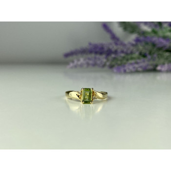 Sky Jewelry Золотое кольцо с Хризолитом и Бриллиантами    Классика