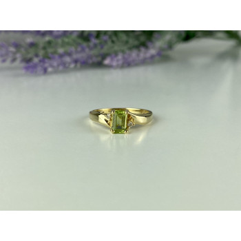 Sky Jewelry Золотое кольцо с Хризолитом и Бриллиантами    Классика