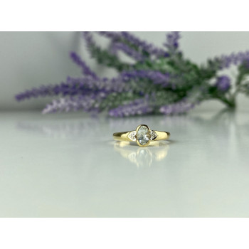 Sky Jewelry Золотое кольцо с Аквамарином и Бриллиантами   Классика