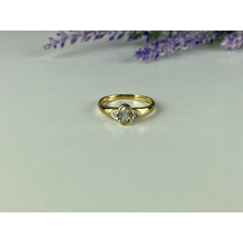 Sky Jewelry Золотое кольцо с Аквамарином и Бриллиантами   Классика