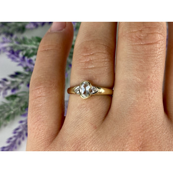 Sky Jewelry Золотое кольцо с Аквамарином и Бриллиантами   Классика