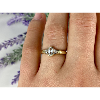 Sky Jewelry Золотое кольцо с Аквамарином и Бриллиантами   Классика