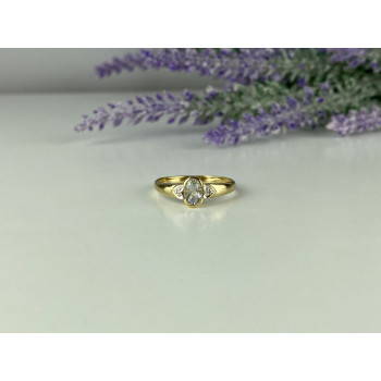 Sky Jewelry Золотое кольцо с Аквамарином и Бриллиантами   Классика