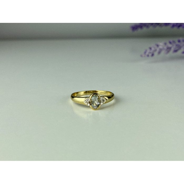 Sky Jewelry Золотое кольцо с Аквамарином и Бриллиантами   Классика