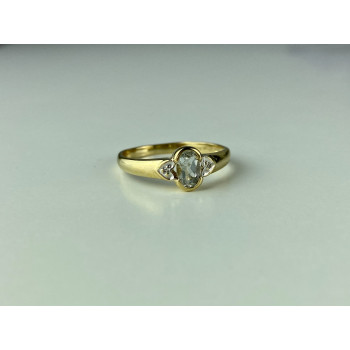 Sky Jewelry Золотое кольцо с Аквамарином и Бриллиантами   Классика