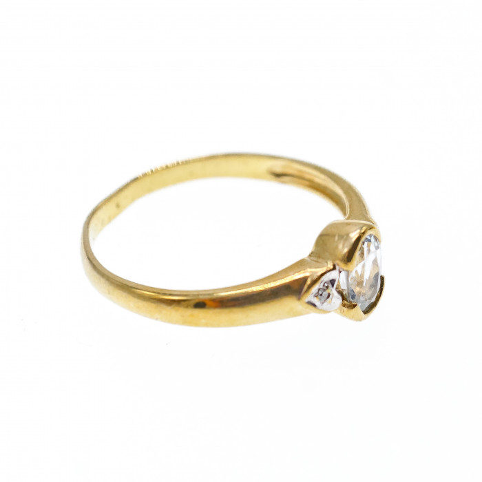 Sky Jewelry Золотое кольцо с Аквамарином и Бриллиантами   Классика