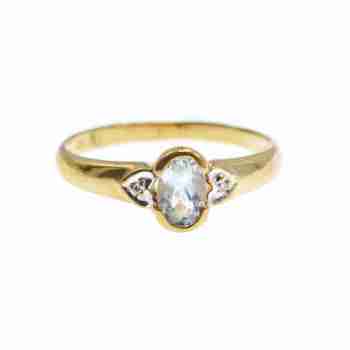 Sky Jewelry Золотое кольцо с Аквамарином и Бриллиантами   Классика