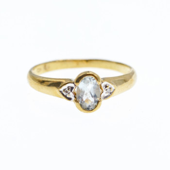 Sky Jewelry Золотое кольцо с Аквамарином и Бриллиантами   Классика