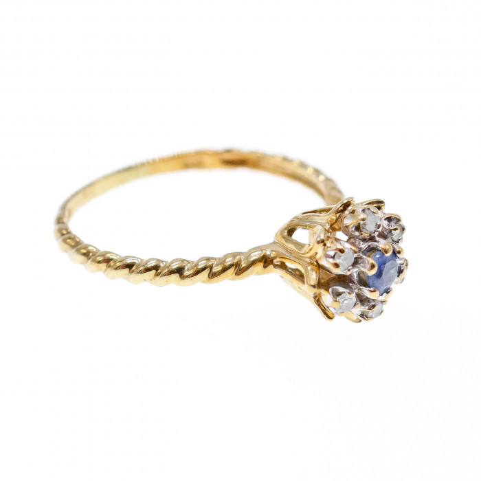 Sky Jewelry Золотое кольцо с камнями London Blue Топаз и Бриллиантами