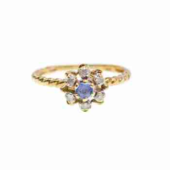 Sky Jewelry Золотое кольцо с камнями London Blue Топаз и Бриллиантами
