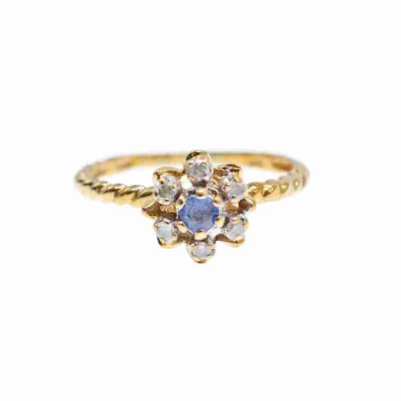 Sky Jewelry Золотое кольцо с камнями London Blue Топаз и Бриллиантами