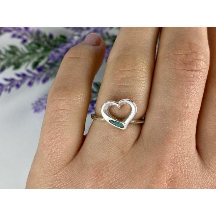Sky Jewelry Серебряное кольцо со вставкой из Малахита  Сердце