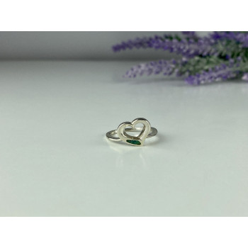 Sky Jewelry Серебряное кольцо со вставкой из Малахита  Сердце