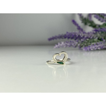 Sky Jewelry Серебряное кольцо со вставкой из Малахита  Сердце
