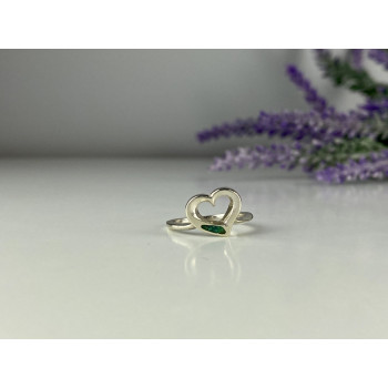 Sky Jewelry Серебряное кольцо со вставкой из Малахита  Сердце