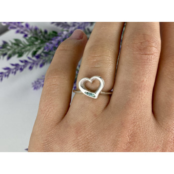 Sky Jewelry Серебряное кольцо со вставкой из Малахита  Сердце