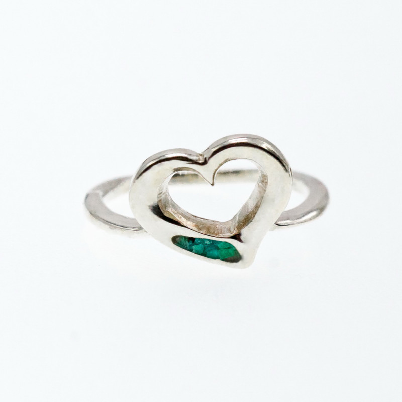 Sky Jewelry Серебряное кольцо со вставкой из Малахита  Сердце