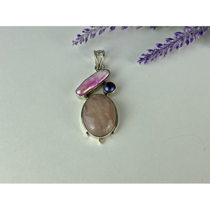 Sky Jewelry Серебряный кулон в камнями Морганит и Галиотис