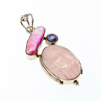 Sky Jewelry Серебряный кулон в камнями Морганит и Галиотис