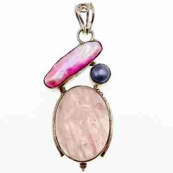 Sky Jewelry Серебряный кулон в камнями Морганит и Галиотис
