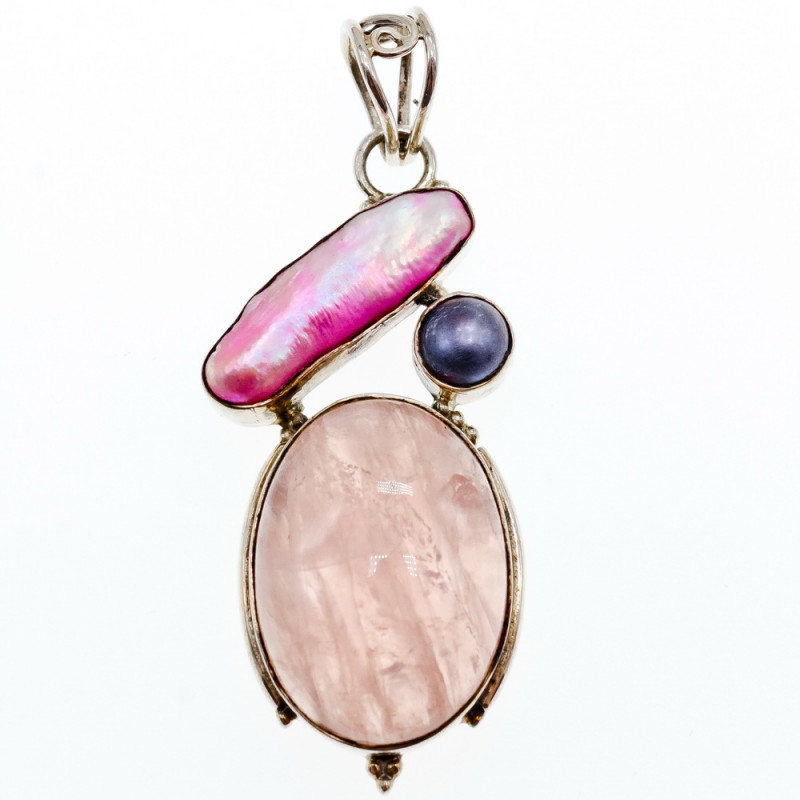 Sky Jewelry Серебряный кулон в камнями Морганит и Галиотис