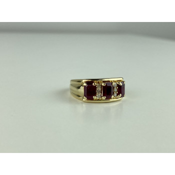 Sky Jewelry Золотое кольцо с рубинами и бриллиантами 14К 585 проба