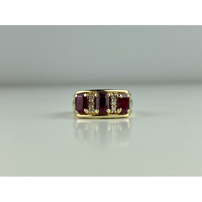 Sky Jewelry Золотое кольцо с рубинами и бриллиантами 14К 585 проба