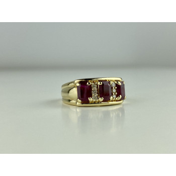 Sky Jewelry Золотое кольцо с рубинами и бриллиантами 14К 585 проба