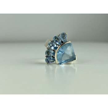 Sky Jewelry Серебряное Кольцо с камнями Голубая Шпинель     Желание