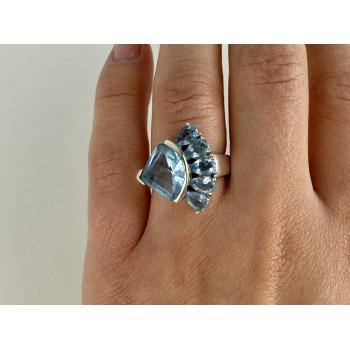 Sky Jewelry Серебряное Кольцо с камнями Голубая Шпинель     Желание