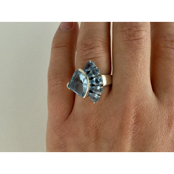 Sky Jewelry Серебряное Кольцо с камнями Голубая Шпинель     Желание