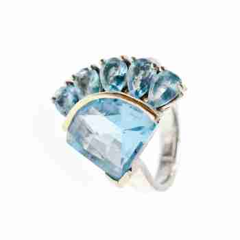 Sky Jewelry Серебряное Кольцо с камнями Голубая Шпинель     Желание