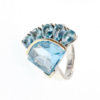 Sky Jewelry Серебряное Кольцо с камнями Голубая Шпинель     Желание