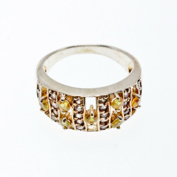 Sky Jewelry Серебряное Кольцо с Цитрином и Кварцем