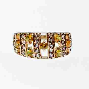 Sky Jewelry Серебряное Кольцо с Цитрином и Кварцем