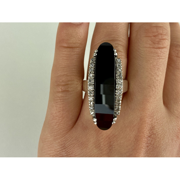 Sky Jewelry Серебряное кольцо с камнями нефрит и кварц