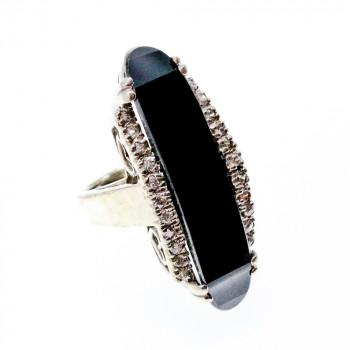 Sky Jewelry Серебряное кольцо с камнями нефрит и кварц