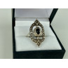 Sky Jewelry Винтажное Серебряное Кольцо с Черным Ониксом и Марказитом