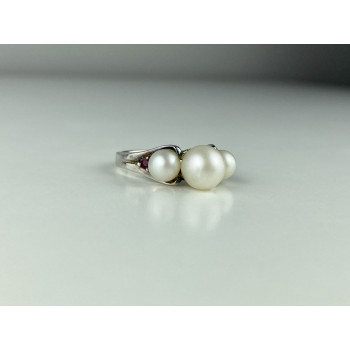 Sky Jewelry Серебряное кольцо с Жемчугом и Рубинами