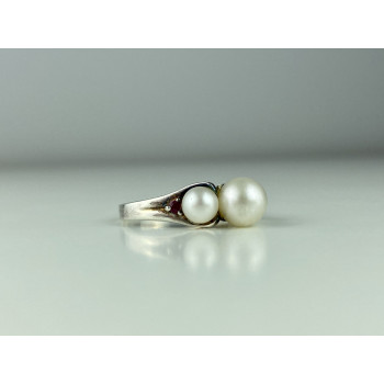 Sky Jewelry Серебряное кольцо с Жемчугом и Рубинами