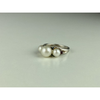 Sky Jewelry Серебряное кольцо с Жемчугом и Рубинами