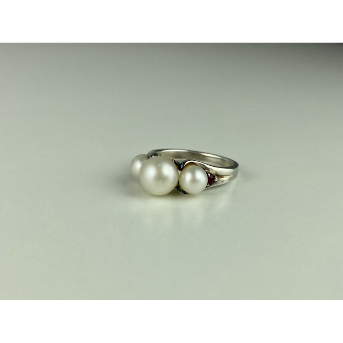 Sky Jewelry Серебряное кольцо с Жемчугом и Рубинами