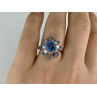 Sky Jewelry Серебряное кольцо с камнями голубая шпинель  Цветок