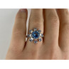 Sky Jewelry Серебряное кольцо с камнями голубая шпинель  Цветок