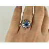 Sky Jewelry Серебряное кольцо с камнями голубая шпинель  Цветок