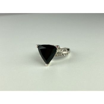 Sky Jewelry Серебряное кольцо с камнями черный нефрит и кварц   Классика