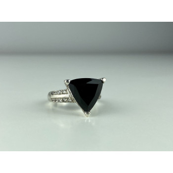 Sky Jewelry Серебряное кольцо с камнями черный нефрит и кварц   Классика