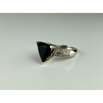 Sky Jewelry Серебряное кольцо с камнями черный нефрит и кварц   Классика