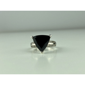 Sky Jewelry Серебряное кольцо с камнями черный нефрит и кварц   Классика